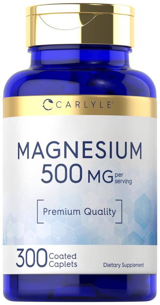 Carlyle Magnesium 500 mg 300 päällystettyä Kapselit kasvissyöjä, ei-GMO, ja gluteeniton täydennysosa