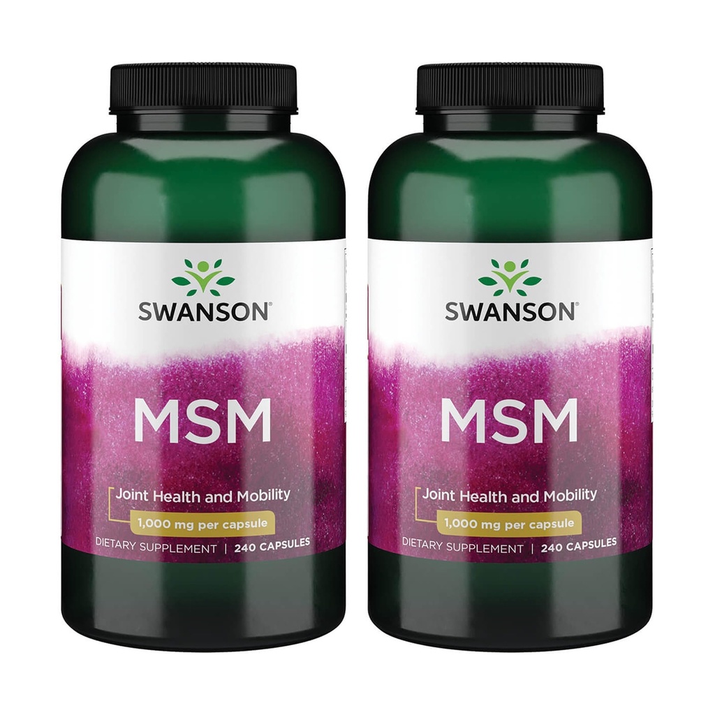 Swanson MSM - Essential Minerals Promoting Mobility & Joint Health Support - auttaa säilyttämään Connective Tissue Health lukien Cartilage, Collagen, & Hair - (240 kapselia, 1000 mg Each) 2 pakkaus