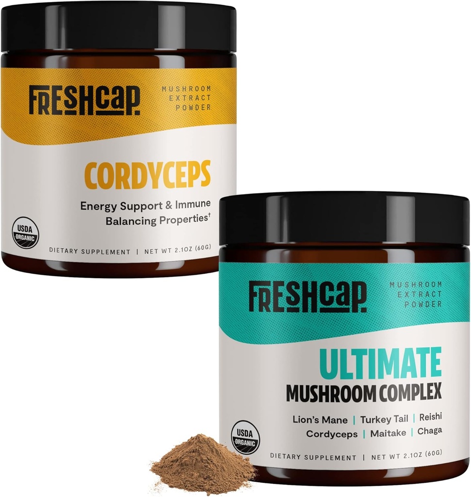 FreshCap Sienet energia Bundle (Cordyceps jauhe ja lopullinen sieni Complex Powder)