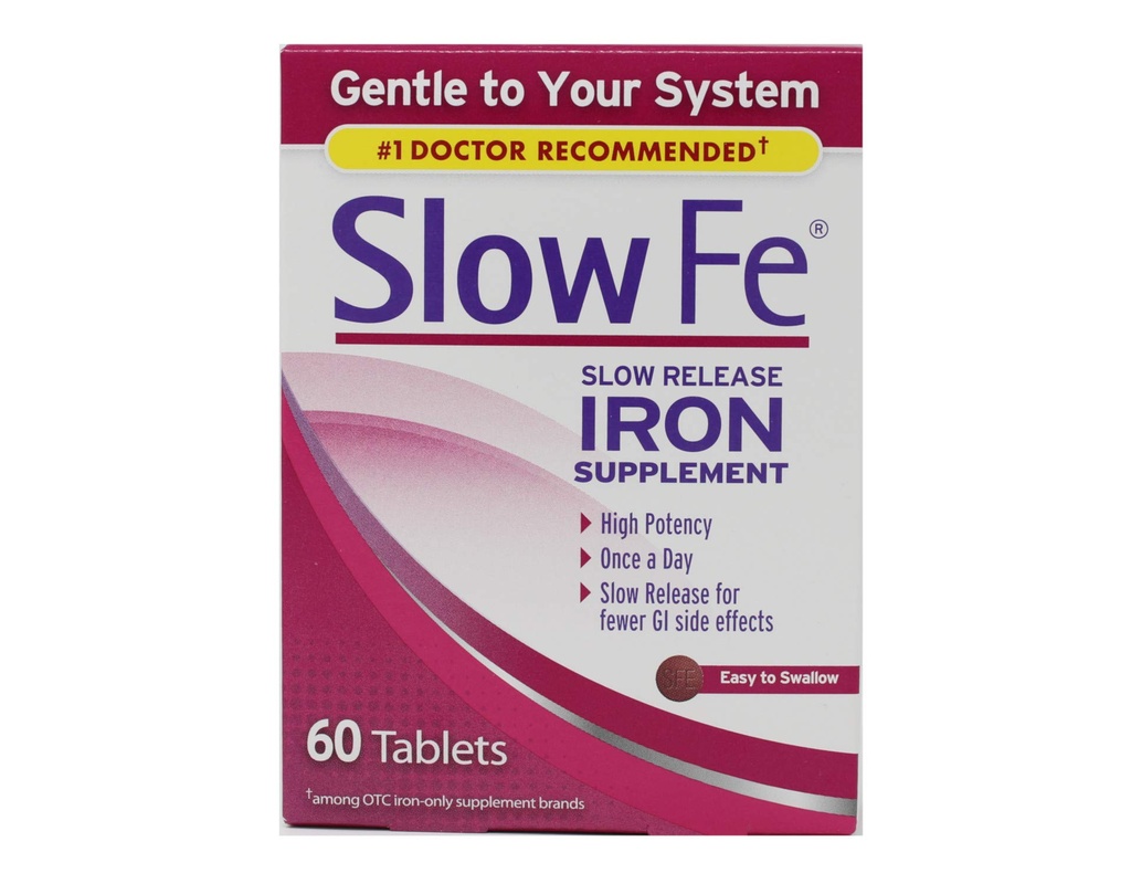 Hidas Fe Slow Release Iron Tablets, 60 Count Boxs (Pack of 2)