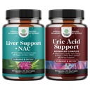 Bundle of Liver Support Supplement with NAC for Liver Cleanse and Vegan Uric Acid Cleanse and Detox for Men and women's joints Munuaiset ja enemmän