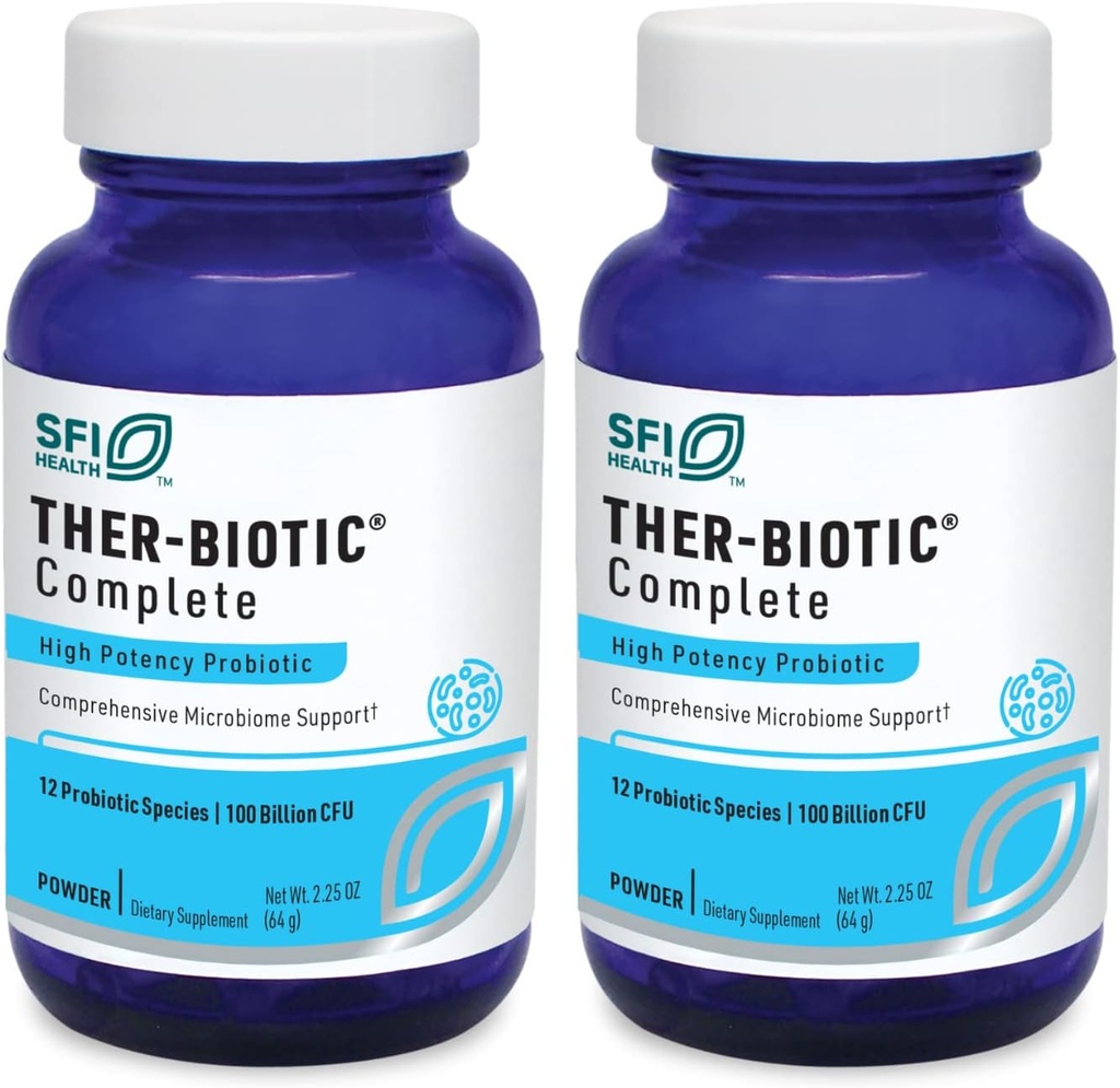Klaire Labs SFI Health Ther-Biotic Complete Probiotic Powder - 100 miljardia PMY - Miesten ja naisten probiootit Dgestive Health & Immune Support - Dairy-free, Hypoallergenic (64g, 2 Pack)