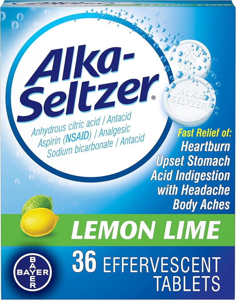 Alka-Seltzer Lemon Lime 36 Effervescent Tabletit (pakkaus 2)