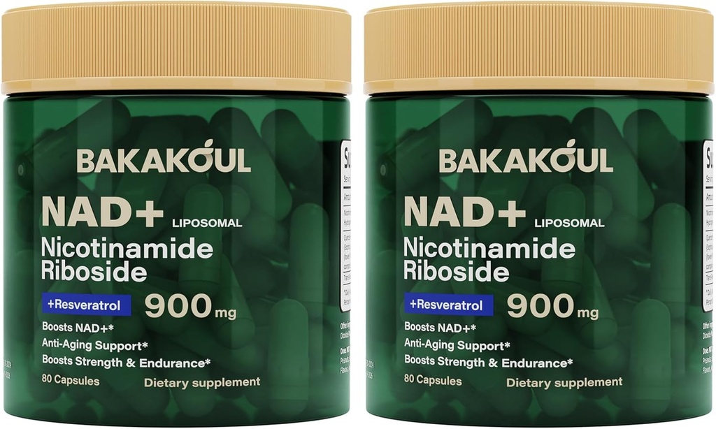 NAD-liite - liposomaalinen nikotinamidi Ribosidi, Resveratrol, Quercetin, NAD Nikotinamidi Ribosidi Resveratrol 900 mg, NAD+ Supplement for Miehet ja naiset, 80 kapselia 2 pakkaus
