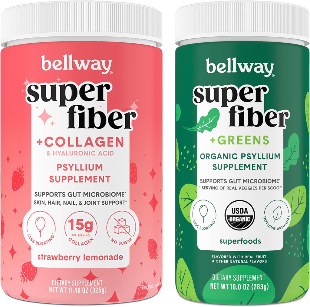Bellway Super Fiber Powder + Collagen, Mansikka Lemonade Super Fiber + Vihreät