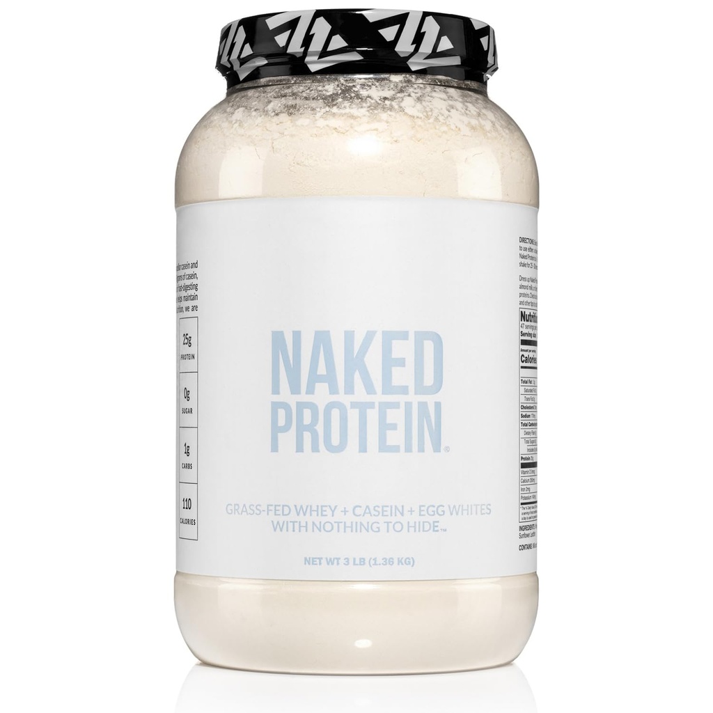 Naku Protein Powder Blend - Hera, Kaseiini ja Egg Protein, Vain 4 Ainesosat, ei-GMO, Ei soijaa, Gluteeniton, Ei Keinotekoisia Makeuttajia, Makuja tai värejä, Keto ja Paleo Friendly - 3 LB