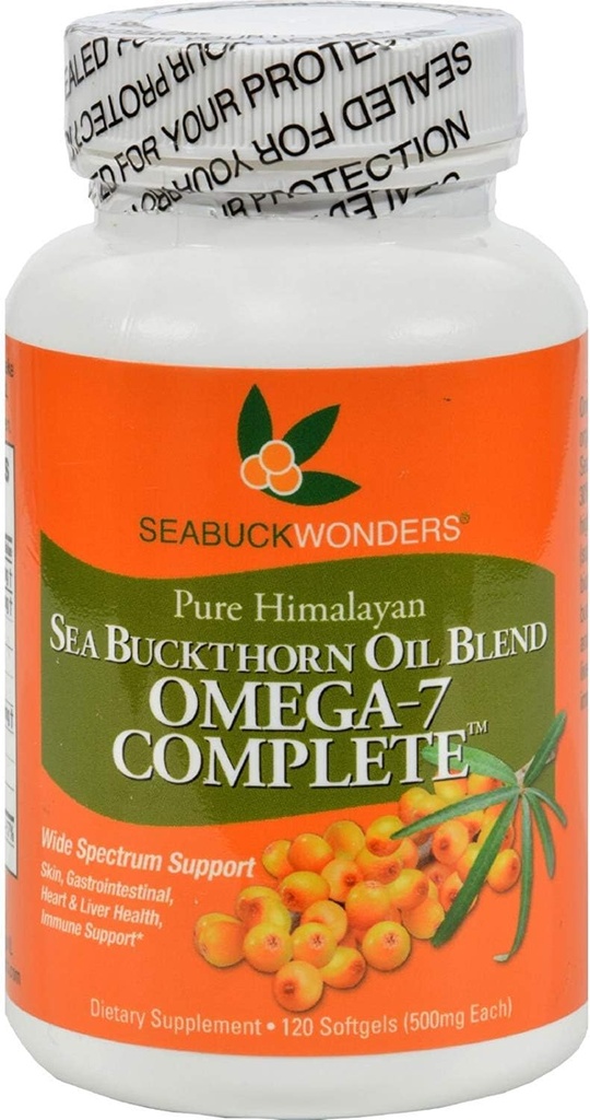 Seabuck Wonders Sea Buckthorn Oil Blend - 500 mg - Omega 7 Täydellinen - Luonnollinen - Gluteeniton - 120 Softgels (pakkaus 2)