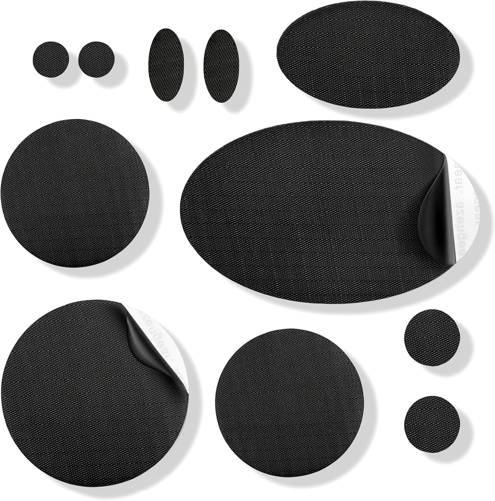 aZengear Repair Patches - vedenpitävä, itsekiinnittyvä, Kyynel-Heat-Resistant Nylon Polyester Korjaa Puffer Takit, Gear, Teltat (11 Pieces, Kiinteä musta)