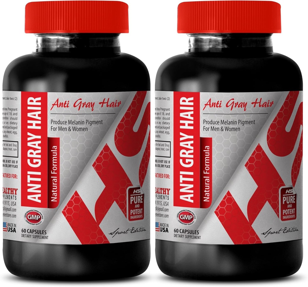 Folic Acid Organic - Anti harmaa hiukset luonnollinen Formula - auttaa edistää ihon terveyttä (2 pullot)