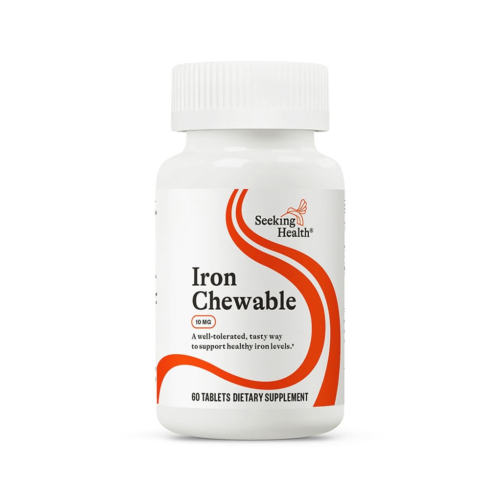 Söker Health Iron Chewable - Mineral Supplement för att stödja hälsosam metabolism - Supplement hjälper muskelfunktion hos män och kvinnor - Energistödstillägg - 10 mg, 60 tabletter