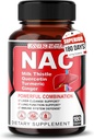 Nac Supplement N-asetyyli-L-kysteiini - Tehostettu maito Thistle + Quercetin optimaalisen immuniteetin, hengitysteiden, maksan hyvinvointi (180 laatikko 1)