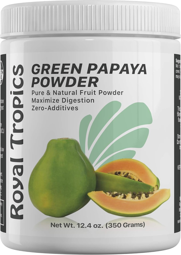 Royal Tropics Green Papaya Powder. Entsyymit digestiiviseen tukeen.