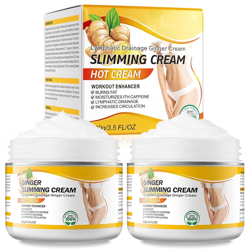 2PCS VOGSIG Ginger Slimming Cream - Anti Cellulite, Fat Burning, Tightening & Moisturizing, 1oz varje