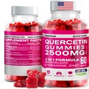Quercetin Gummies - 2500MG, jossa on bromelain, L-Theanine - Immuunituki Gummies Allergia Relief & Lung Health lapsille ja aikuisille