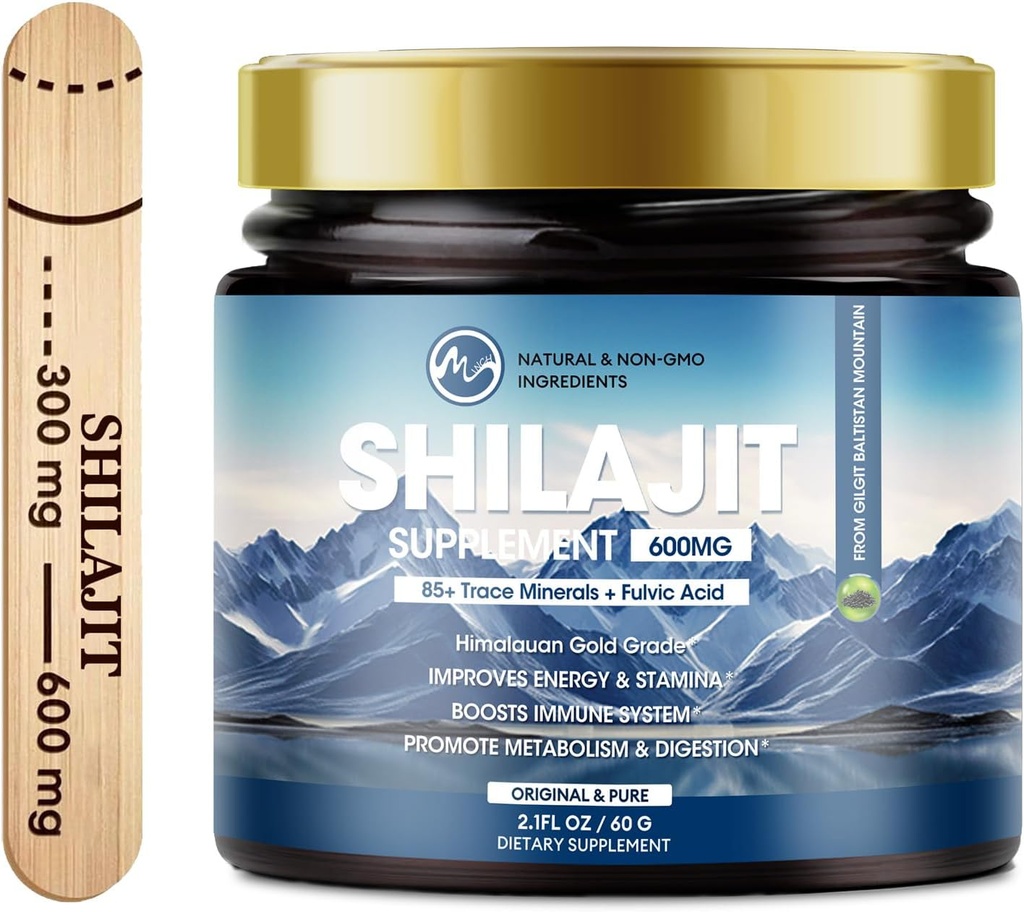 M tum 600mg Shilajit Pure Sibirien Organic Shilajit Resin - Shilajit Resin för män och kvinnor med hög styrka för energi, styrka och immunitet