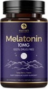 Melatoniini 10 mg nopea liuotus lisäravinteet, unilääkettä lisäravinteet aikuisille - Extra Strength 10 mg melatoniinitabletti lepoinen uni tuki, mansikka maku, sokerivapaa non-GMO - 60 päivän tarjonta