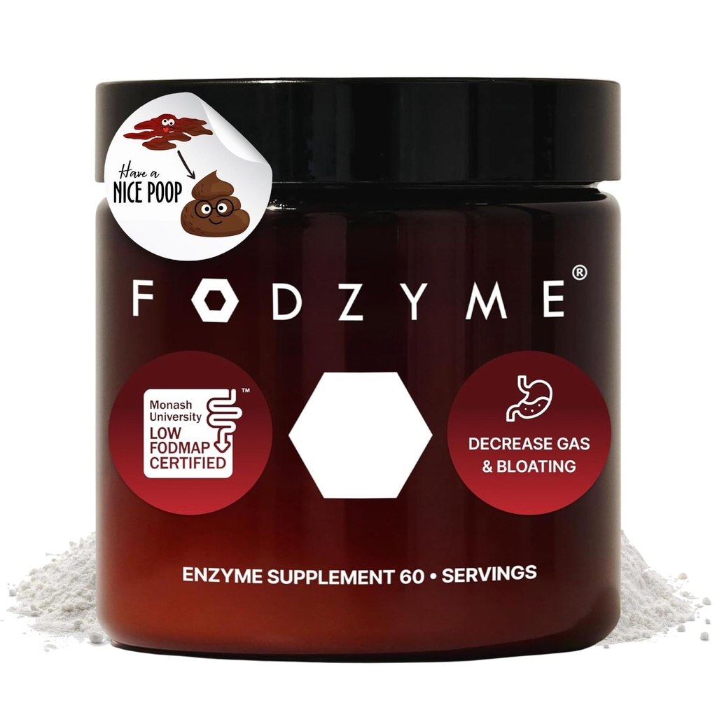 FODZYME® Etusivu Kit Ruoansulatuskanavan entsyymit, turvotus, kaasu, ummetus, ripuli, vatsakipu, matala FODMAP, 60 annos