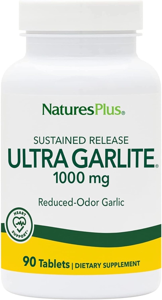 NaturesPlus Ultra Garlite 1000 mg - 90 tablettia - Pienennetty valkosipuli - Ravitsemuksellinen tuki vapaalle radikaalille puolustukselle ja immuuniterveydelle - Pysyvä julkaisu - 90 tarjoilua