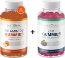 Natural BioScience Sugar Free D3 K2 Gummies 5000 IU & Sinkki Gummies 50 mg, Extra Strength, Immuno tuki, Bone Health, Heart Health, ihon tuki, 60 gummy-vitamiinia