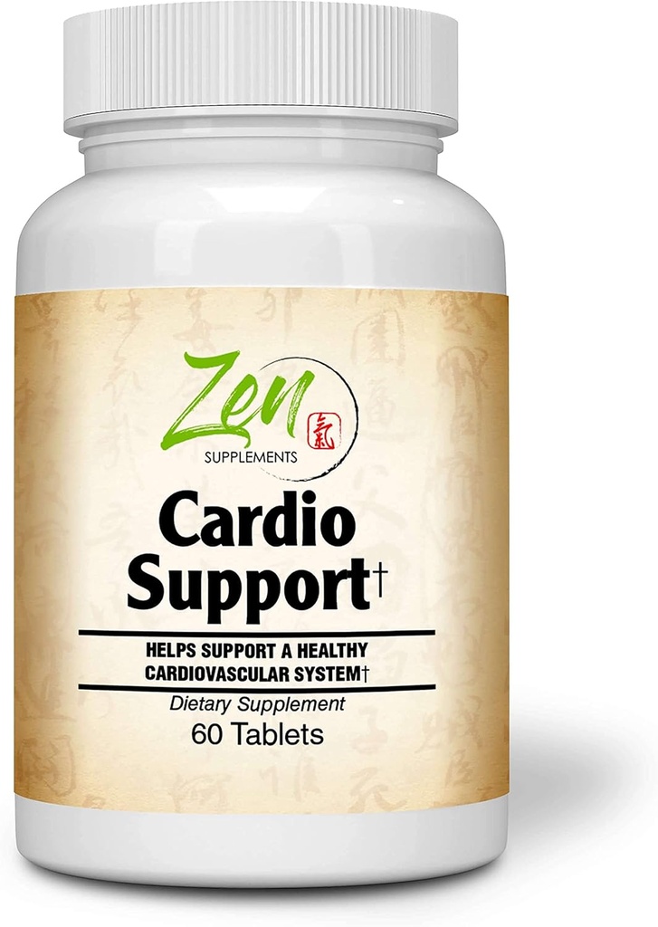 Zen lisäravinteet - Cardio Support Plus Antioksidantit, L-karnitiini, L-Tauriini, Coenzyme Q10, Hawthorn, Horsechestnut, Cayenne, Grape Seed ja E-vitamiini, edistää terve sydän 60-Tabs