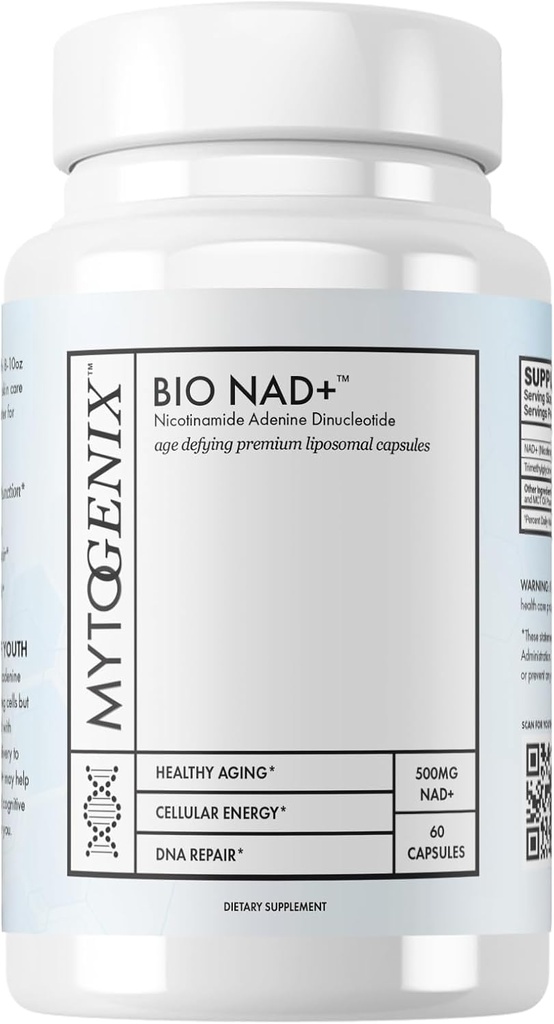 Rena NAD + kapslar - Nikotinamid Adenine Dinucleotide - NAD + Supplement - 60 kapslar per flaska - 500 mg NAD + per portion - främjar anti-aging - cellulär hälsa och funktion - DNA-reparation