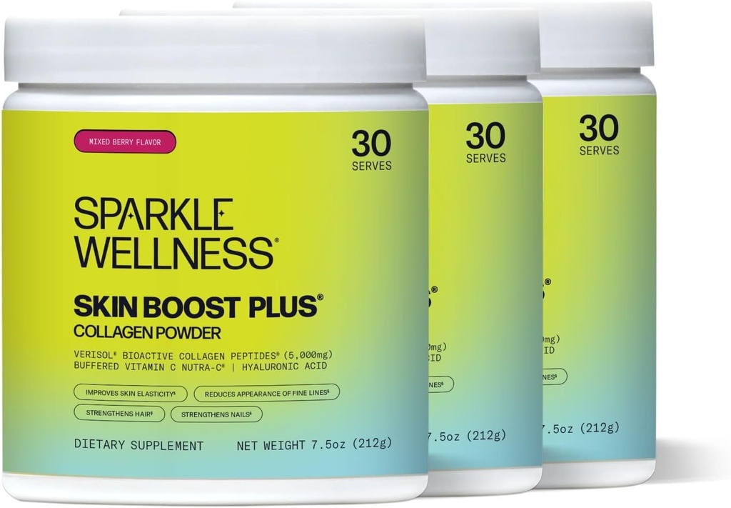 Sparkle Wellness Skin Boost Plus (Mixed Berry) [30-Serves - paketin] Kollageenijauhe VERISOL Bioaktiivinen hydrolysoitu kollageenipentidit, C-vitamiini ja hyaluronihappo .