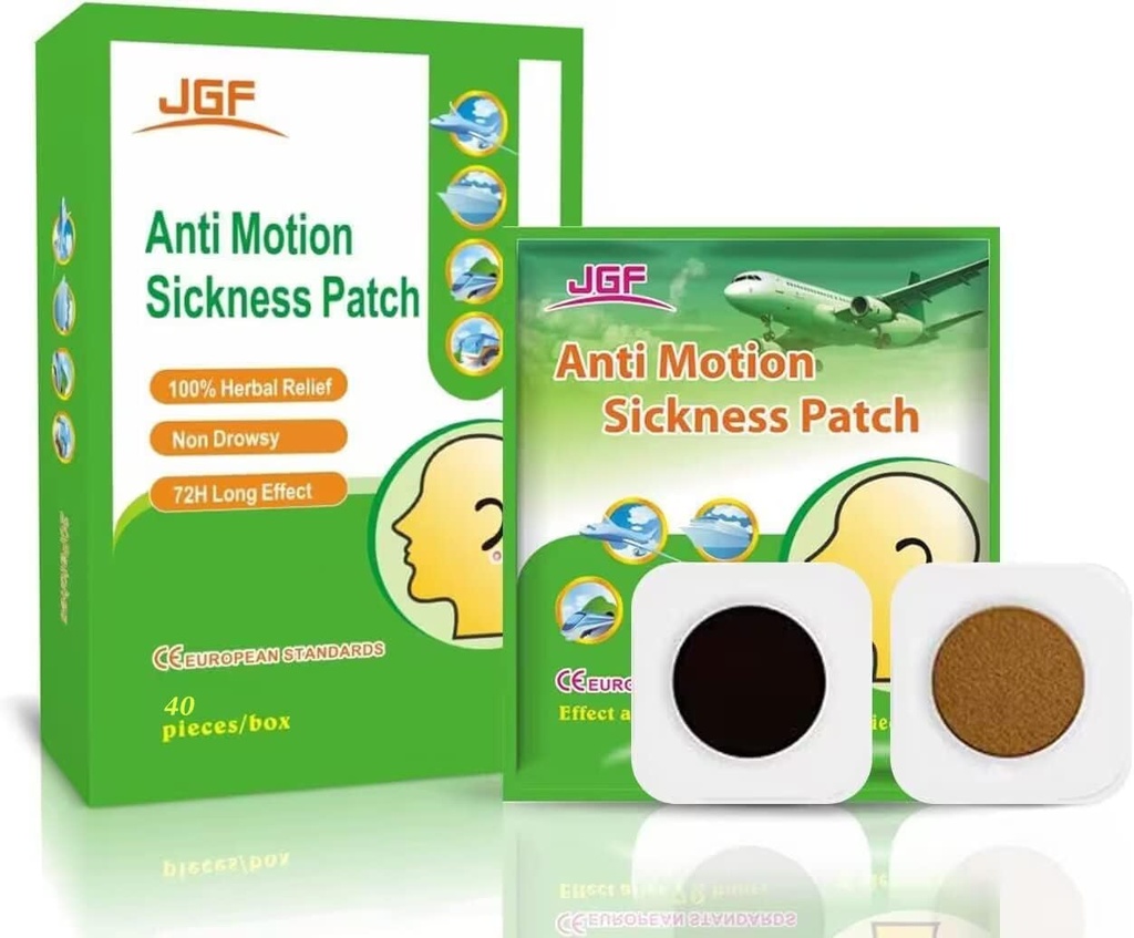 Motion Sickness Patches för Cruise Car, 40 greve Waterproof Non Drowsy Travel Essentials Motion Sickness Patche för vuxna och barn