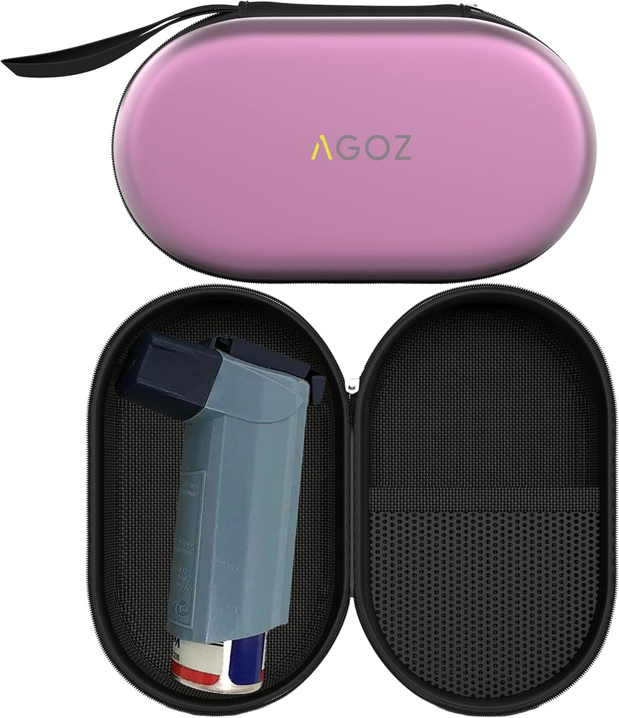AGOZ Astma Inhaler tapauksessa Zippered suojaava lääketieteellinen pussinsuojus rannehihna (purppura)