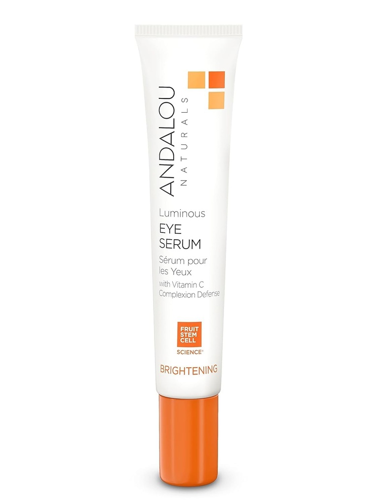 Andalou Naturals Luminous Eye Serum, Valaiseva Eye Cream pimeät ympyrät ja Puffiness, C-vitamiini, kofeiini ja Goji Glycopeptidit nuorennettu, Virkistetty, Kireämpi ulkonäkö, 0,6 Ounce