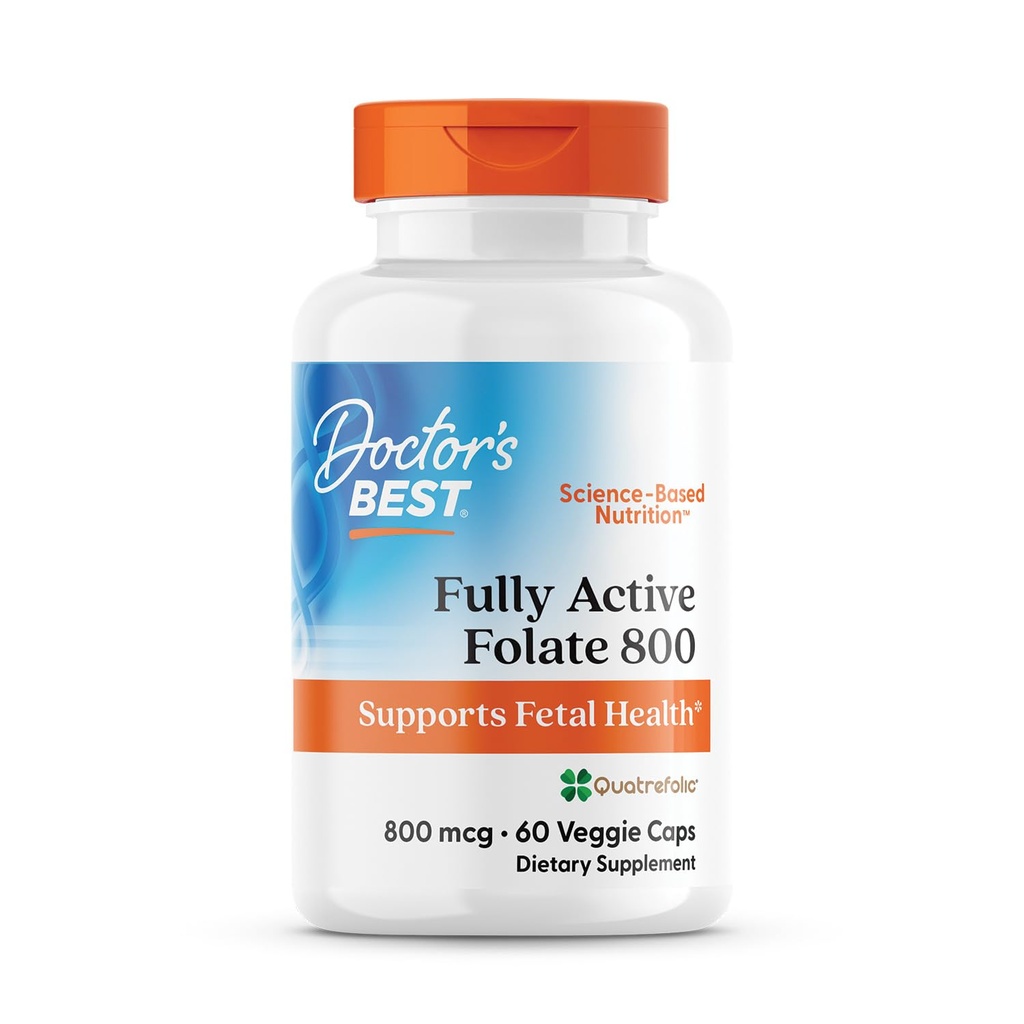 Läkare bästa fullt aktiv folat 800 med Quatrefolic, stöder Fetal Health, icke-GMO, Gluten Free, Vegan 60 Veggie Caps
