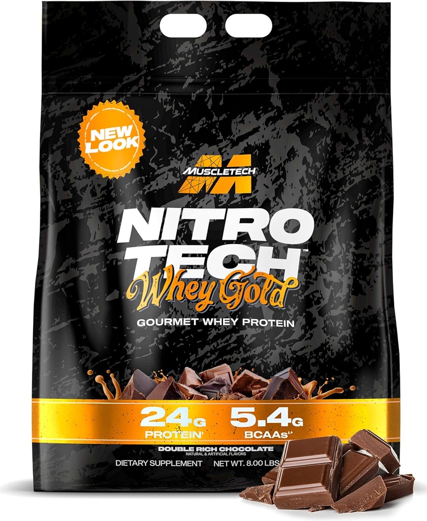 Lihastech Whey Protein Powder (Double Rich Chocolate, 8LB) - Nitro-Tech Whey Protein Isolate Smoothie Mix Lean Muscle & Recovery - 24g Whey Gold Protein for Women & Men - Pakkaus Toukokuu Vary