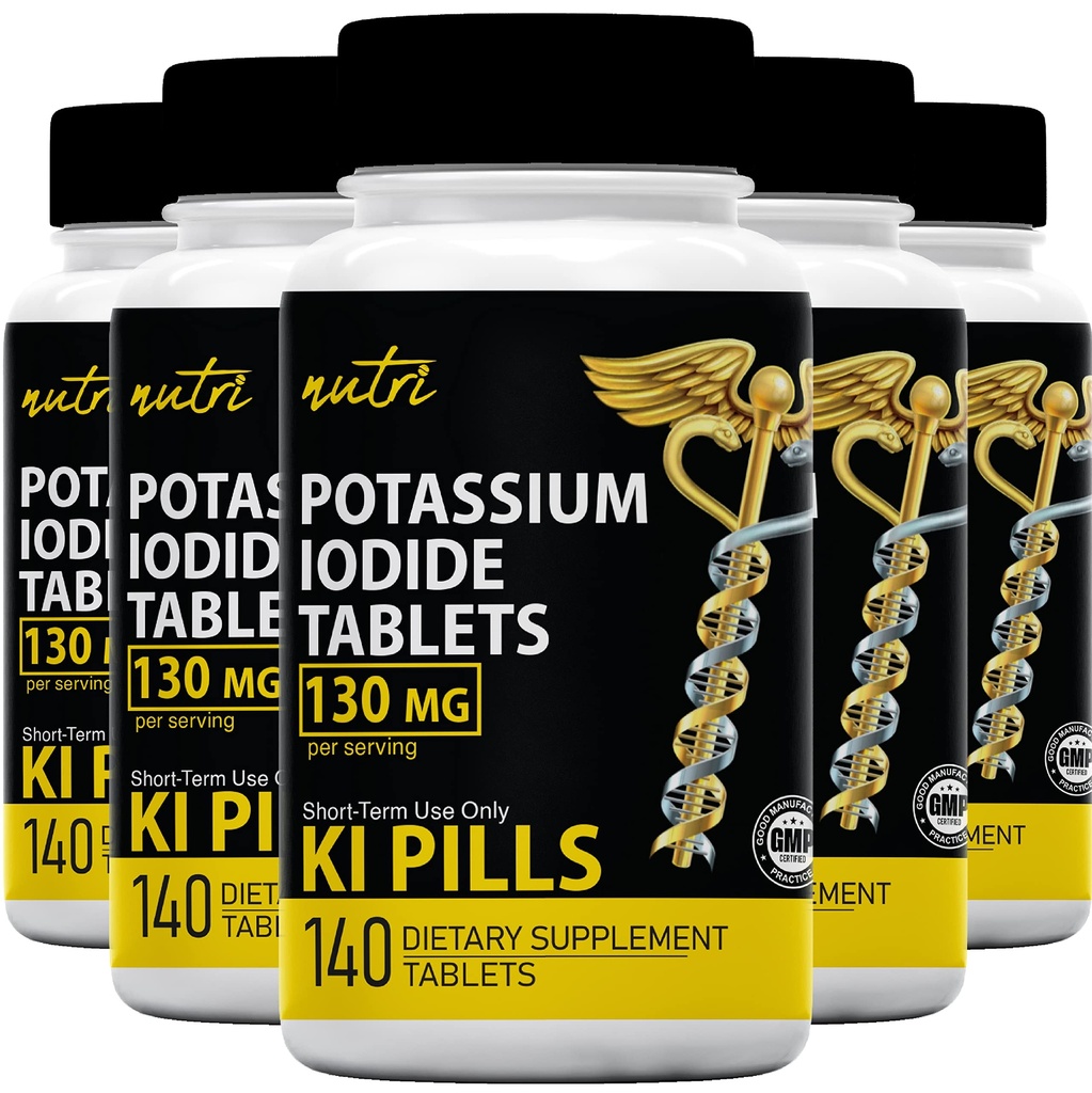 Nature's Fusions Kalium Iodide Tabletit (Pack of 5) 130mg - 700 tablettia EXP 10/2032 - YODO Naciente - KI Pillerit - Yoduro de Potasio