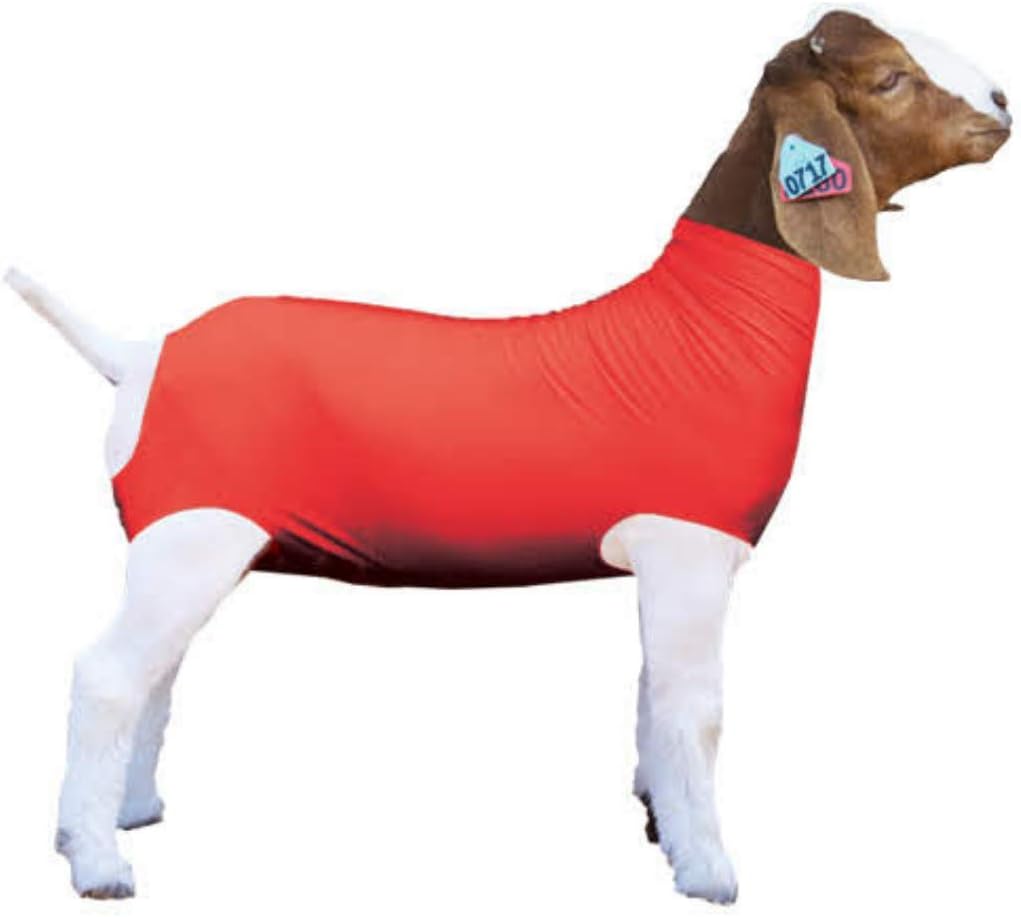 Näytä Pro Red Spandex Goat Tube for Show Goats - Näytä kotieläinten tarvikkeet: Vuohenpeitot
