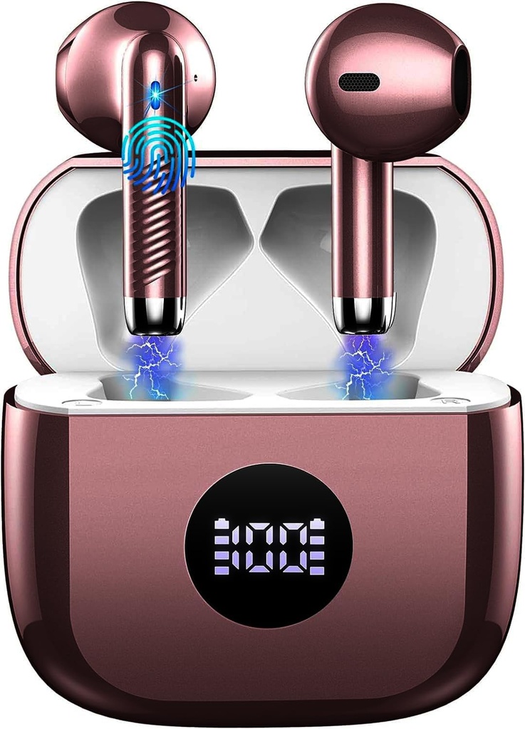Langattomat kuulokkeet, Bluetooth 5,4 korvanuket LED-tehon näyttö kuulokkeet Basso Stereo, Bluetooth korvannuket in-ear melu Canceling Mic, 40H Playback Mini tapauksessa IP7 vedenpitävä urheilu kuulokkeet Android iOS