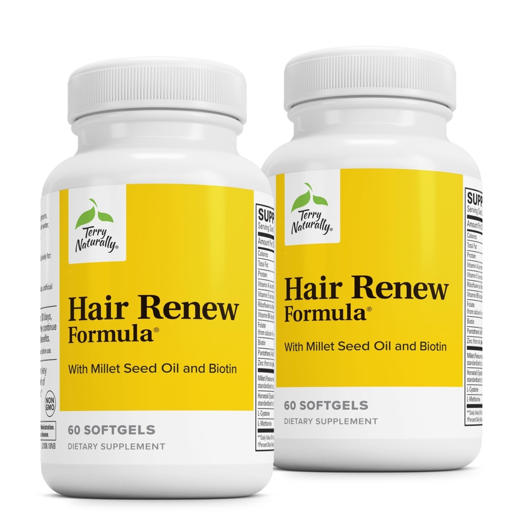 Terry Luonnollisesti hiusten renew Formula - hiusten kasvua tukea täydentää Horsetail Biotin & Folic Acid - Millet Seed Oil Keratin Tuotanto Tuki - 60 Softgels, 2 Pack