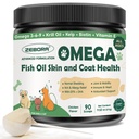 ZEBORA Omega 3 Fish Oil for Dogs, Wild Caught Dog Fish Oil, EPA & DHA, Krill Oil, Kelp, ihon ja turkin lisäravinteet, kutinan ja kuivuuden torjunta, tuki kuiva iho, Joint Health, Dog Allergia Relief