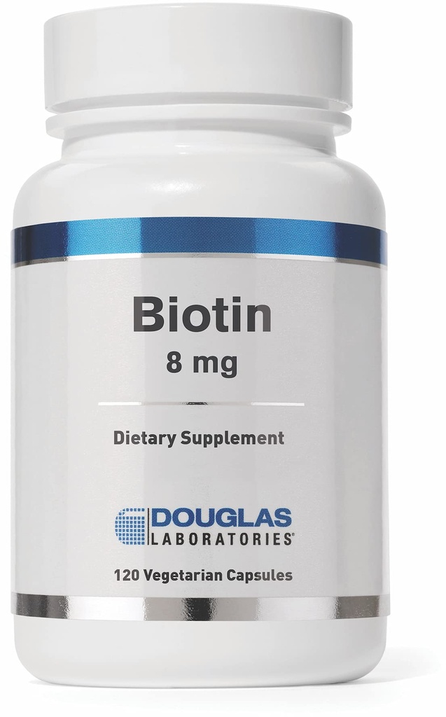 Douglas Laboratories Biotin 8 mg B7-vitamiinia Enzymen tuotannon ja hermotoiminnan tueksi 120 kapselia