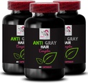 Anti grå hår vitaminer - ANTI GRAY HAIR COMPLEX - Färgreawakening, grått hårtillskott, naturlig gråvård, Vibrerande hår, hårglöd, färg vitalitet, grå hårhantering 3 flaskor 180 kapslar