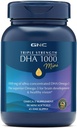 GNC Triple Strength DHA 1000 Mini Omega 3 Supplement, 1000mg, Ultra Concentrated, High Potency, stöder hjärnutveckling och hälsosam vision, Burpless, 90 Mini Softgels, 45 SVG, 45 Day Supply