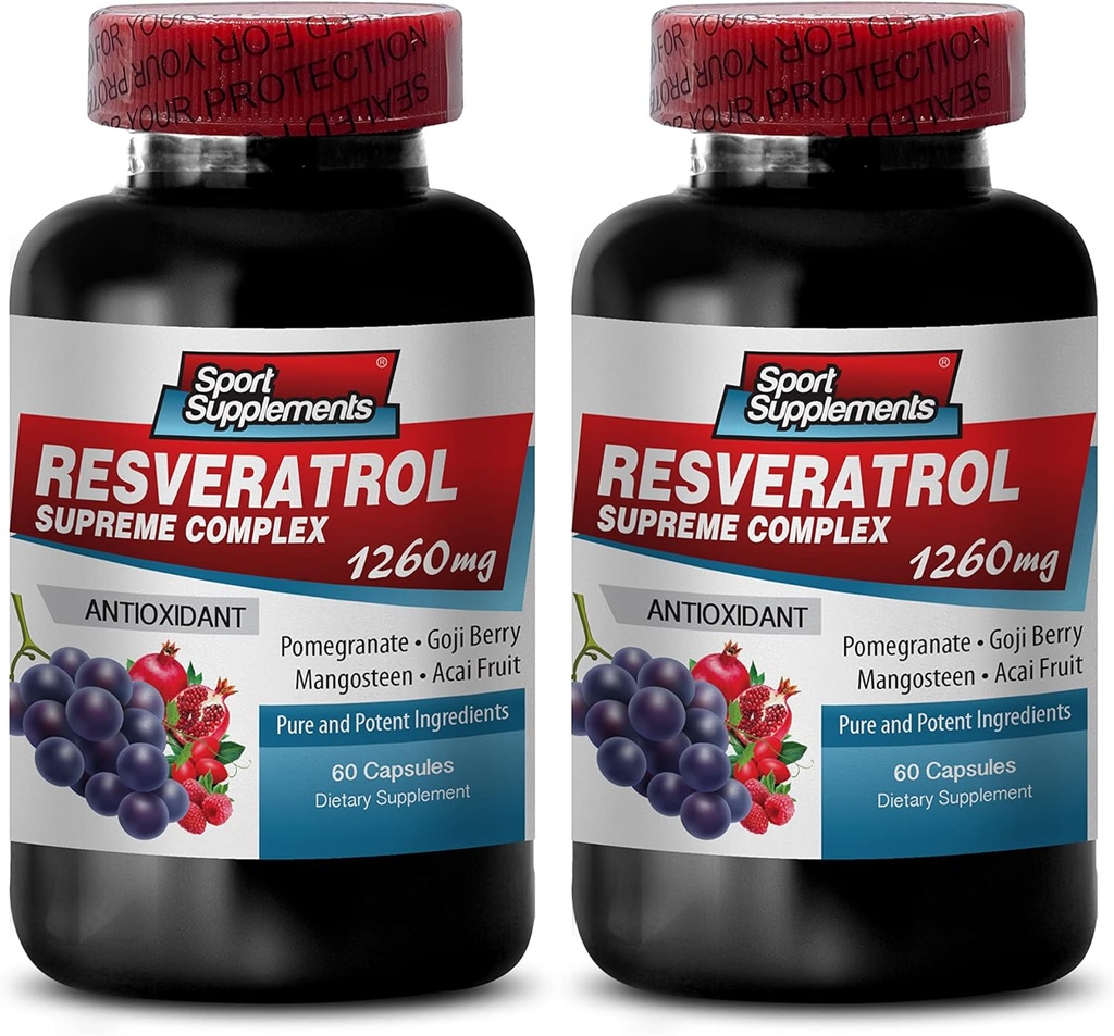 Resveratrol Supreme 1200mg Maximum Strength Plus 1200 Red Wine Supplements, resveratrol Supplement Red Wine, resveratrol antioxidant, Red Wine Extract med resveratrol, röd Wine Grape Seed 2 flaskor