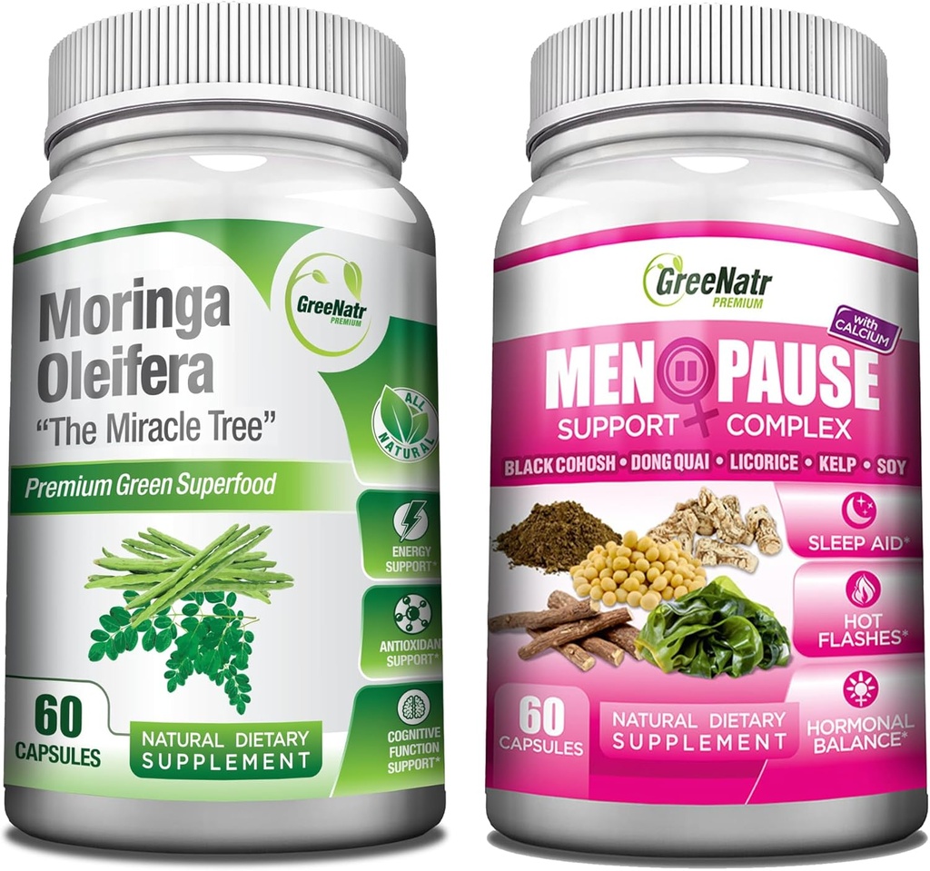 GreeNatr Pure Moringa Oleifera for Mood Enhancement Plus Menopause Tuki Complex Hot Flashs, Night Swats & Mood Swings Relief