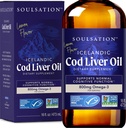 Islannin turska Liver Oil Liquid, Lemon (16oz) - A- ja D-vitamiinit, EPA & DHA - Helps Vision, Skin Membranes & Immunity Function - MSC Certified, non-GMO