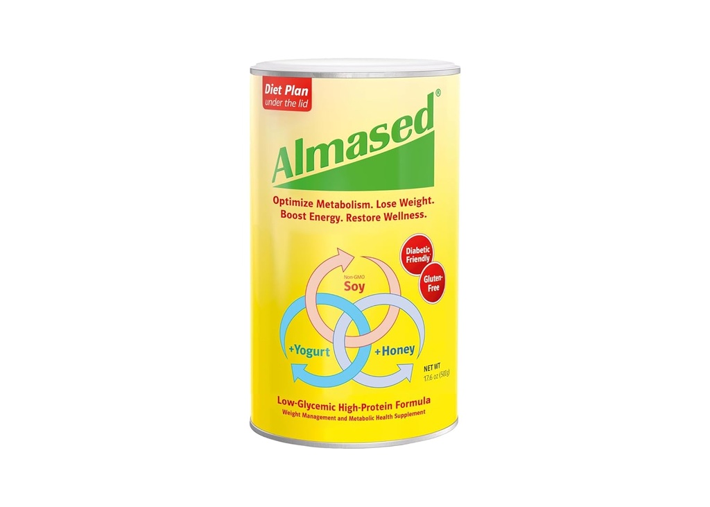 Almased Meal Replacement Shake - Matala-Glycemic High Plant Base Protein Powder- Nutritional Weight Health Support Supplement - Original Flavor - 17,6 oz (Pack of 3)