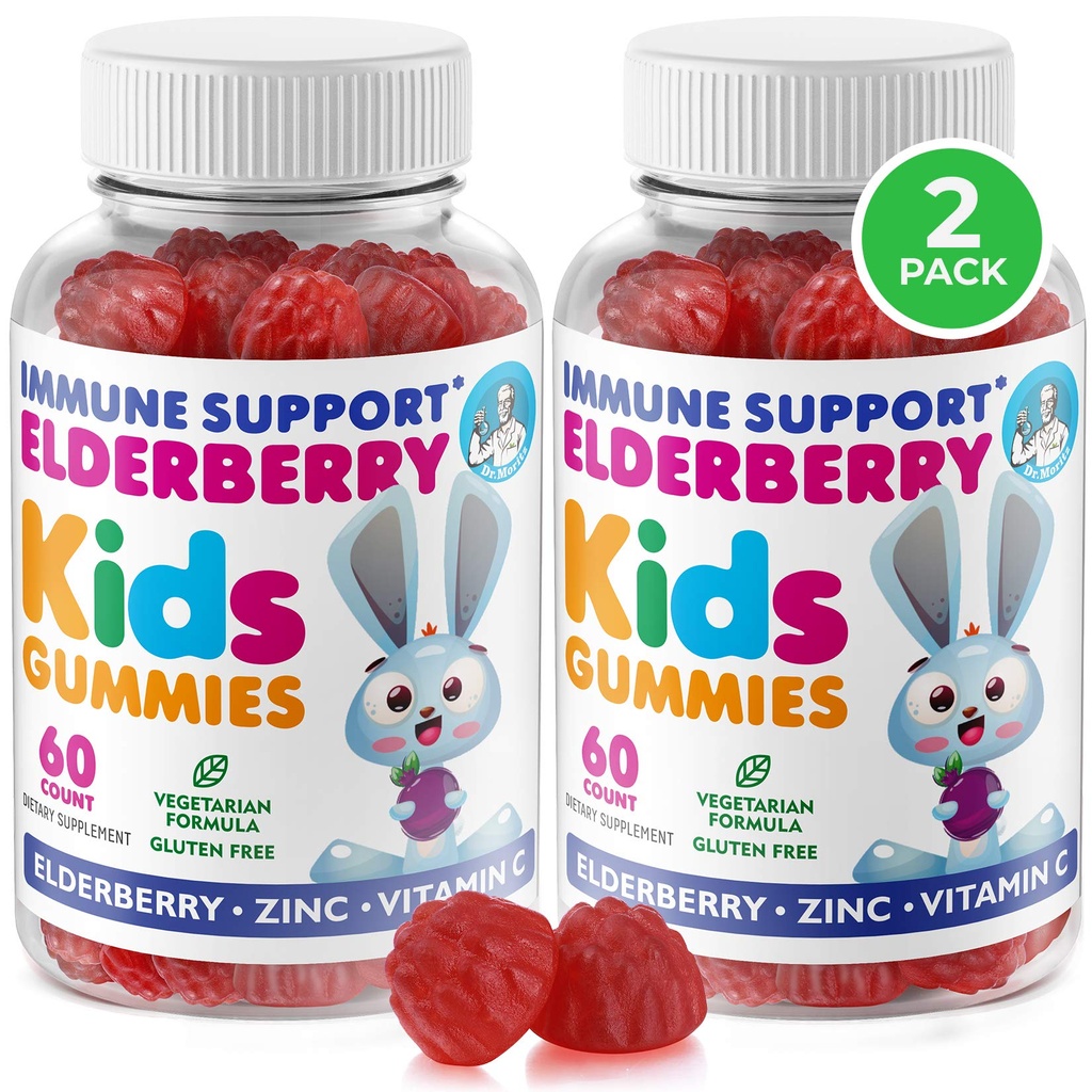 DR MORITZ Elderberry Gummies för barn och vuxna (2 Pack) - Elderberry Vitamin C och Zink för barn Immune Support - Vegetarian, Gluten Free