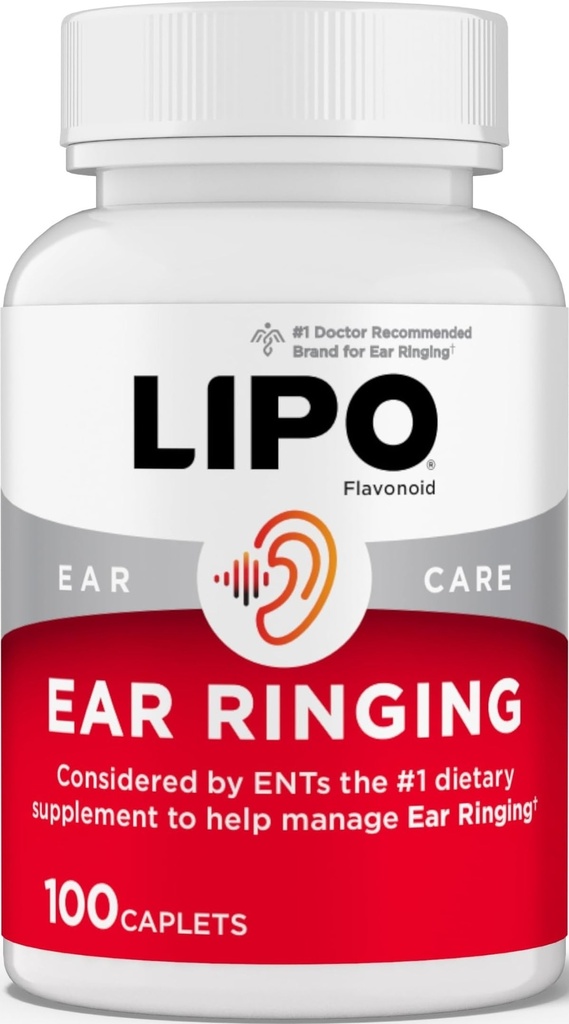 Lipo-Flavonoid Plus Tinnitus Relief - Lääkäri-Recommended for Sormuskorvat - Kliinisesti todistettu Lemon Bioflavonoid Complex Vitamiinit C, B1, B2, B6, B12, & Kalsium - 100 Caplets