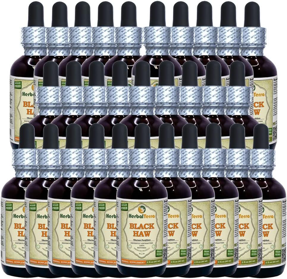 Musta haukka (Viburnum Prunifolium) Tincture, kuivattu Bark Liquid Extract (Brandin nimi: HerbalTerra, ylpeästi valmistettu Yhdysvalloissa) 30x2 fl.oz (30x60 ml)