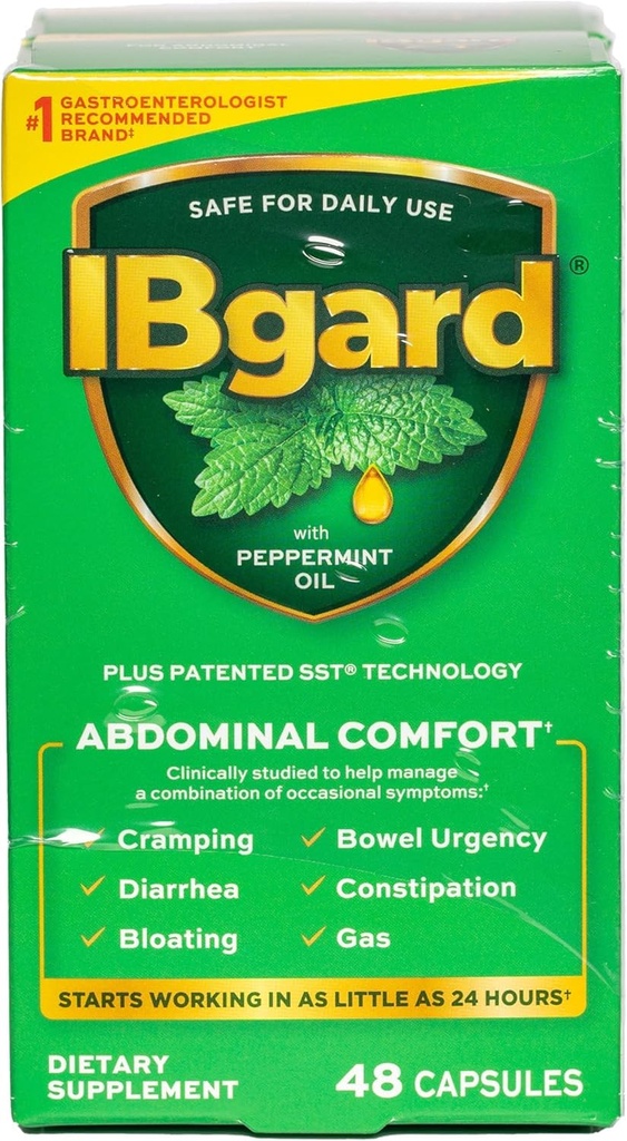 IBgard Gut Health Supplement, Piparminttuöljykapselit vatsan mukavuuteen, 96 kapselia