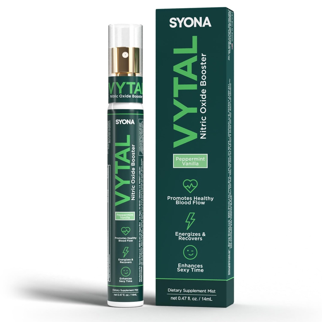 SYONA - VYTAL - Boosting Spray - Kardiovaskulär och kognitiv - Peppermint och Vanilla Flavor - B12, B3, L-arginin - 14ml Pump Bottle
