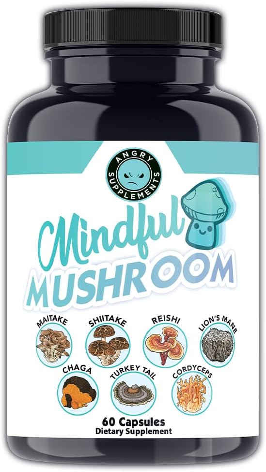 Vihaiset lisäravinteet Mielikkäät sienet Kapselit - 7in1 Premium Health Shroom Blend of Maitake, Shiitake, Reishi, Turkey Tail, Cordyceps, Lions Mane ja Chaga Sienet (60ct)