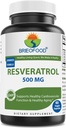 Brieofood Resveratrol 500mg - Luonnollinen antioksidantti täydentää sydän- ja verisuonijärjestelmän terveys - 60 kasviskapselit